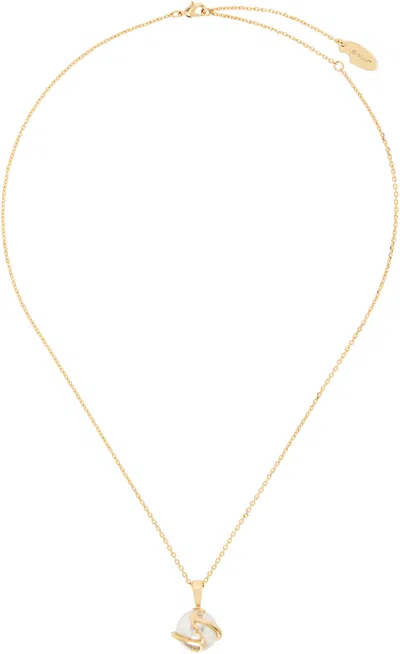 Off-white Gold Arrow Pearl Necklace In Gold White