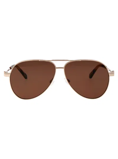 OFF-WHITE OFF-WHITE GOLD BROWN ACETATE SUNGLASSES