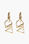 Off-white Golden Effect Brass Hoop Earrings With Pendant