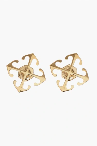 Off-white Golden Effect Brass Mini Arrow Earrings