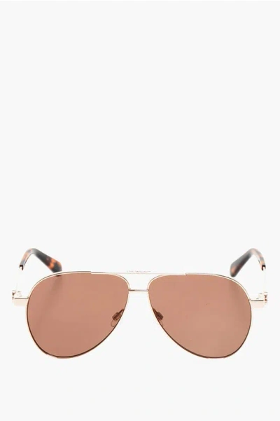 Off-white Golden Effect Ruston Aviator Sunglasses In Gray