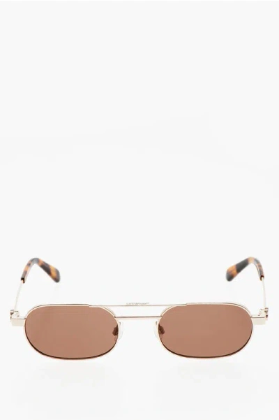 Off-white Golden-effect Vaiden Oval Sunglasses With Tortoiseshell Deta