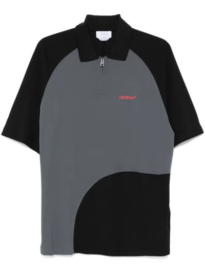 Off-white Black Shirt Collar Polo In Multi