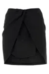 Off-white Chic Black Virgin Wool Skirt With Viscose Lining And Unique Design