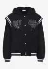 Off-white Off White Gothic Fleece Varsity Jacket In Black