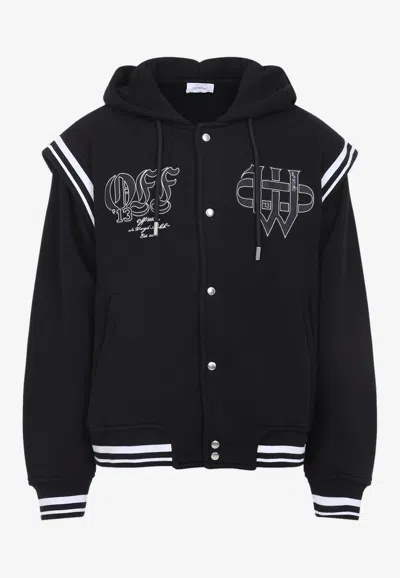 OFF-WHITE GOTHIC FLEECE VARSITY JACKET