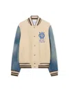 Off-white Gothic Wool Denim Varsity Puffer Jackets White In Neutral