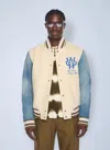 Off-white Gothic Wool Denim Varsity Puffer Jackets White In Multi