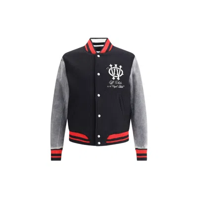 Off-white Gothinc Ow Wool Den Reg Varsity Bomber In Black