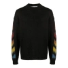 Off-white Brushed Wool Crew-neck Sweater With Contrasting Logo In Black