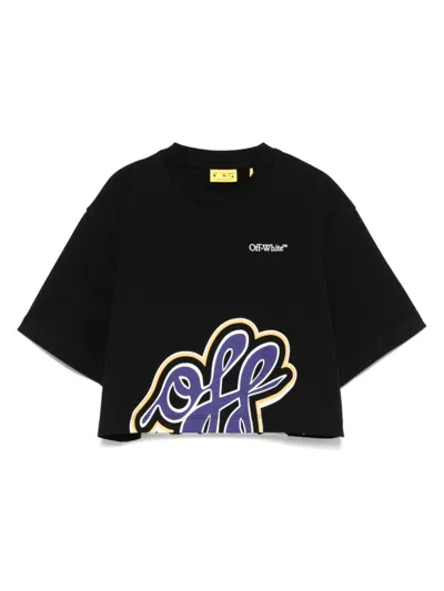Off-white Kids' Graffiti-print T-shirt In 黑色