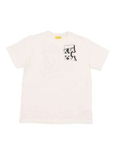 Off-white Kids' Graffiti Tee S/s White - Black In Pink