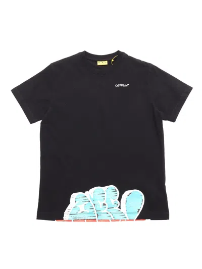 Off-white Kids' Graffiti Type Tee S/s Black - White