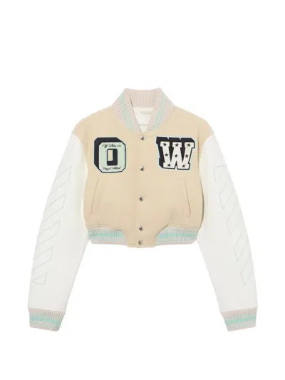 Off-white Graffiti Varsity Jacket In Neutral