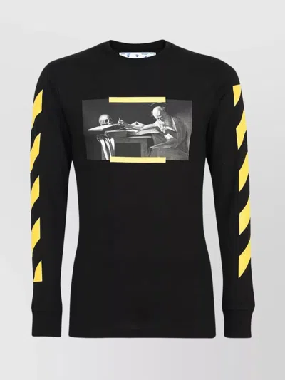 OFF-WHITE GRAPHIC COTTON LONG SLEEVE T-SHIRT