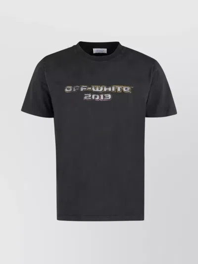 Off-white Graphic Crew Neck T-shirt With Ribbed Collar In Black