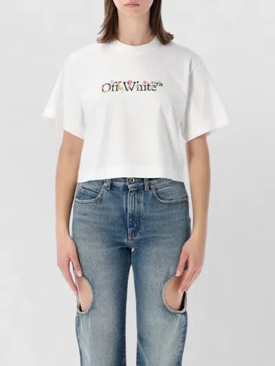 Off-white Graphic Crop T-shirt Modern Cut In Multi