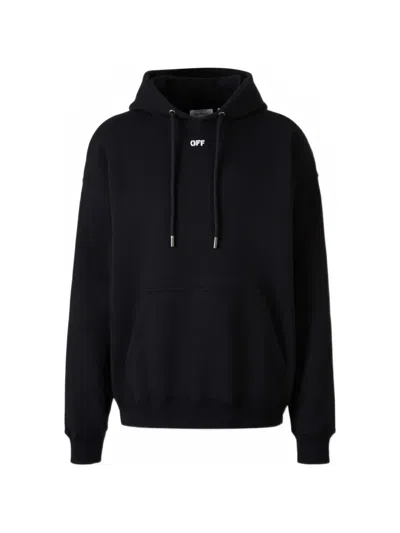 Off-white Cotton Hooded Sweatshirt Kangaroo Pocket In Multi