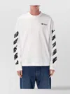 Off-white Diagonal Helvetica Long Sleeve Cotton Graphic Skate T-shirt In White
