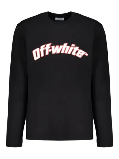 Off-white Long Sleeve T-shirt With Stylized Graphics In Black