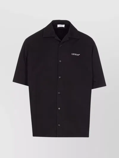 OFF-WHITE GRAPHIC PRINT BOWLING SHIRT WITH SPREAD COLLAR