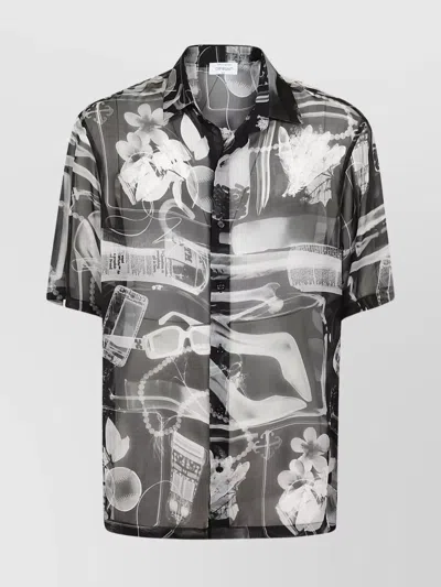 Off-white Graphic Print Button-down Collar Shirt In Black