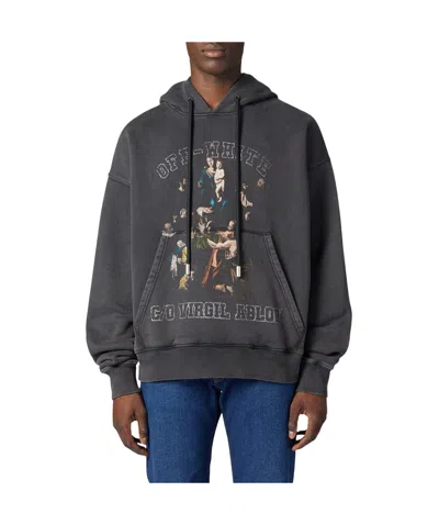 Off-white Graphic-print Cotton Hoodie In Black