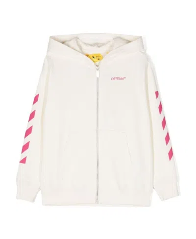 Off-white Kids' Graphic-print Cotton Hoodie In White