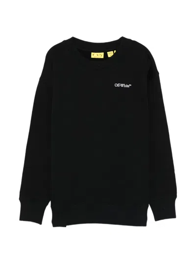 Off-white Kids' Graphic-print Crew-neck Sweatshirt In Black