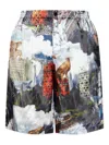 Off-white All-over Printed Bermuda Shorts In Blue