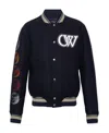 Off-white Off White™ Black Wool Blend Bomber Jacket In Black
