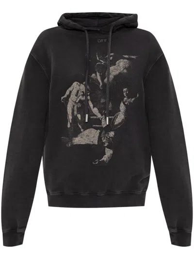 Off-white Graphic Print Hoodie In Black