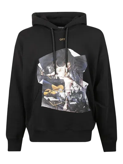 Off-white Cupid Paper Skate Black Hoodie In Animal Print