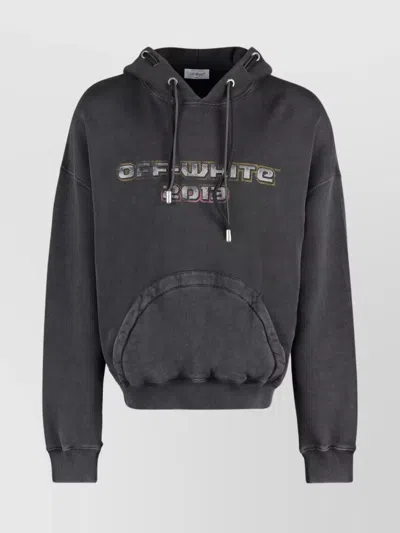 Off-white Graphic Print Hoodie With Drawstring Hood