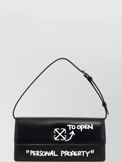 Off-white Graphic Print Rectangular Shape Shoulder Bag In Black-wh