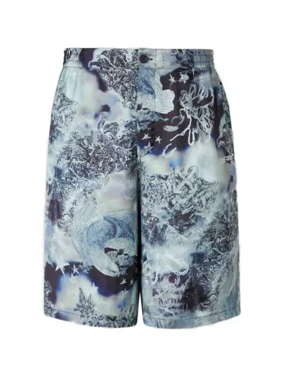 Off-white Printed Casual Bermuda Shorts In Blue