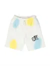 Off-white Boy's Tricolor Outer Space Logo-print Sweat Shorts In Neutrals