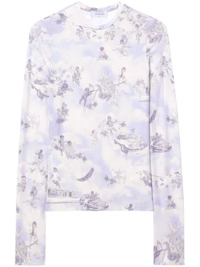 Off-white T-shirt Mit Grafischem Print In Purple
