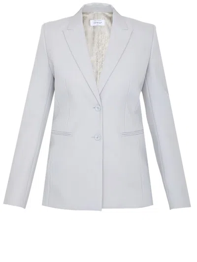 Off-white Gray Corporate Tech Single-breasted Jacket For Women In Grey