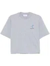 Off-white Gray Cotton T-shirt With Print On The Back