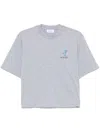 Off-white Gray Cotton T-shirt With Print On The Back In Grey