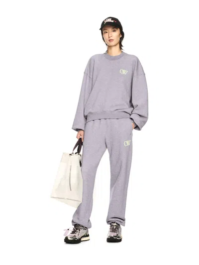 Off-white Gray Embroidered Ow Sweatpants In Grey