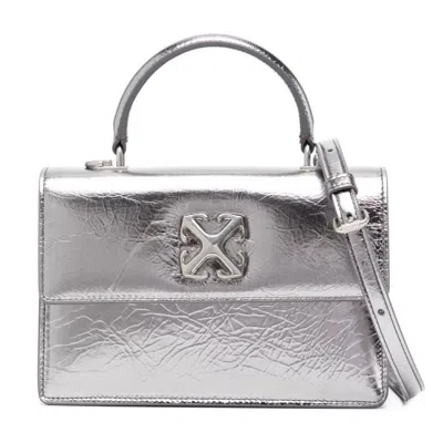 Off-white Gray Leather Crossbody Bag In Grey