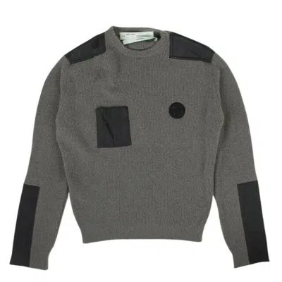 Off-white Gray Logo Patch Sweater In Brown