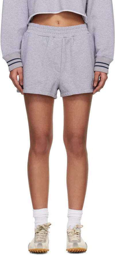 Off-white Gray 'ow' Script Sweat Shorts In Green