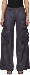 Off-white Gray Pinstripe Toybox Cargo Pants In Forged Iron