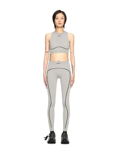 Off-white Grey Stamp Seamless Leggings In Grey