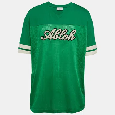 Pre-owned Off-white Green Abloh Applique Mesh Jersey Football T-shirt Xl