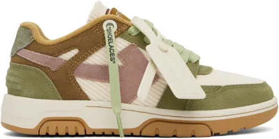 Off-white Green & Brown Slim Out Of Office Sneakers In Forest Green