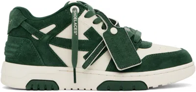 OFF-WHITE GREEN & OFF-WHITE OUT OF OFFICE SUEDE SNEAKERS